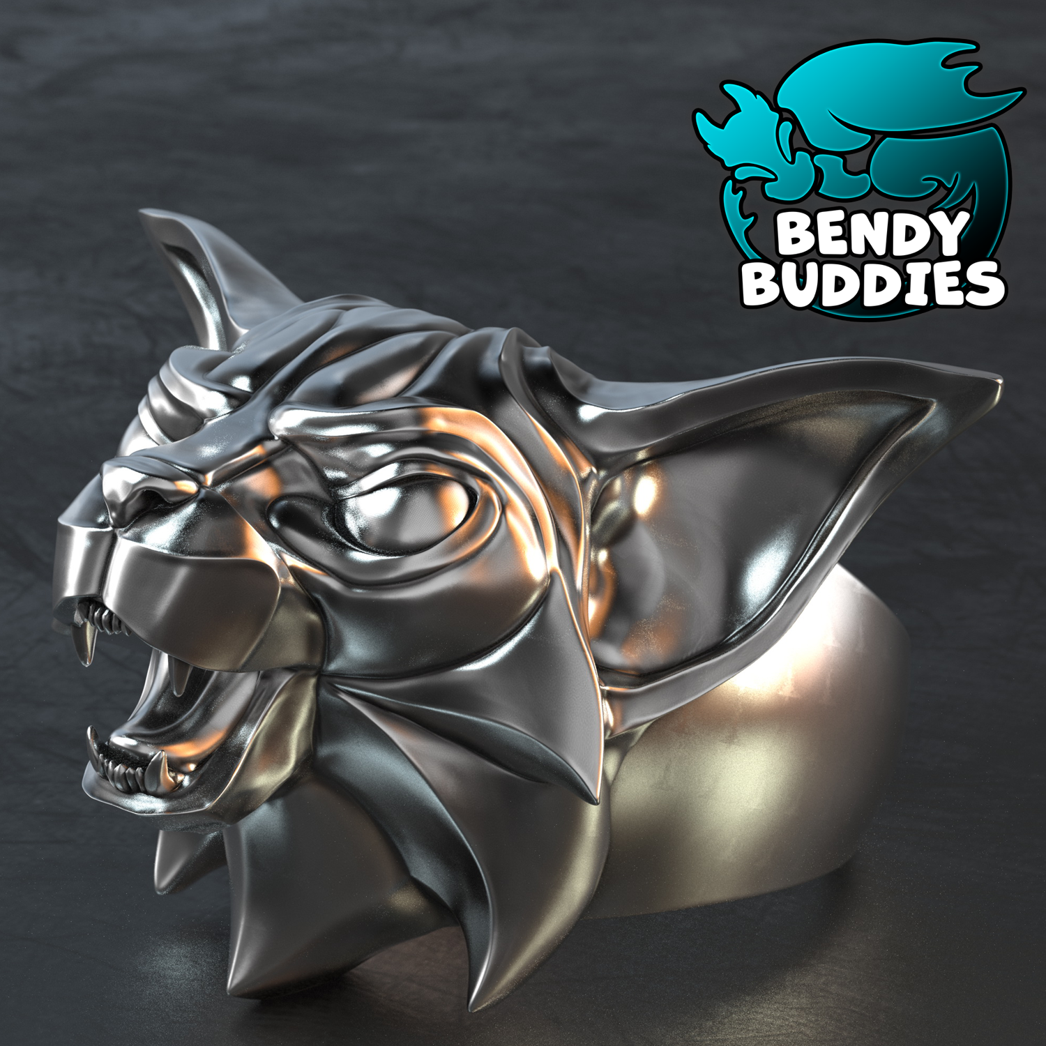 Cat Ring / Kitty Spirit Jewelry Pre-Supported / Feline Animal Accessory / Alchemy Decoration / Gothic Artifact / Biker Deco